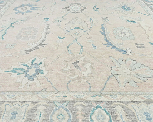 10x14 Beige Oushak Turkish Hand Knotted Soft Wool Area Rug